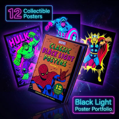 Marvel Classic Black Light Collectible Poster Portfolio Volume 2 12 Collectible Ready-To-Frame Posters