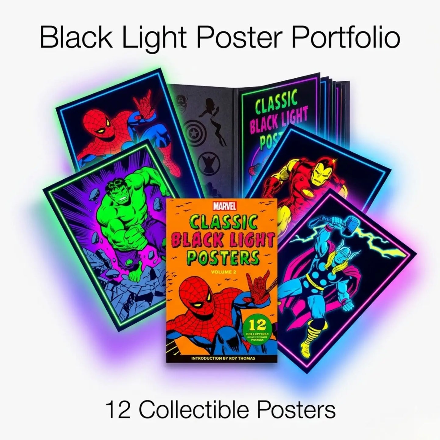Marvel Classic Black Light Collectible Poster Portfolio Volume 2 12 Collectible Ready-To-Frame Posters